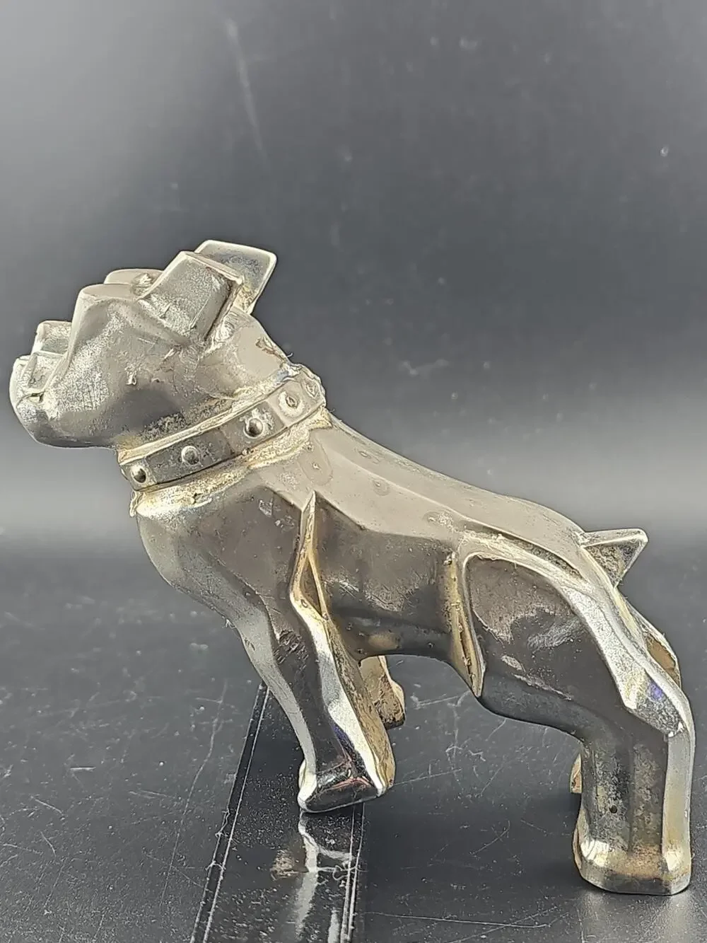 Vintage Mack Truck Bulldog Hood Ornament Chrome Pat 87931 Mascot Paperweight